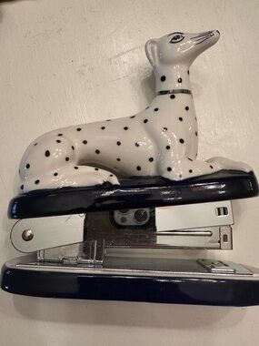 Ceramic Dalmatian Desk Stapler - White with Black Spots